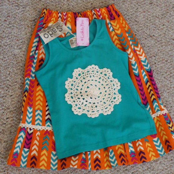 Sado La Bella Flora Girl's 5T Doily Tank with Maxi Skirt Outfit Set - Picture 4 of 7